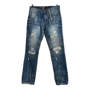 Smith & Graham Moto Distressed Jeans Paint Size 16